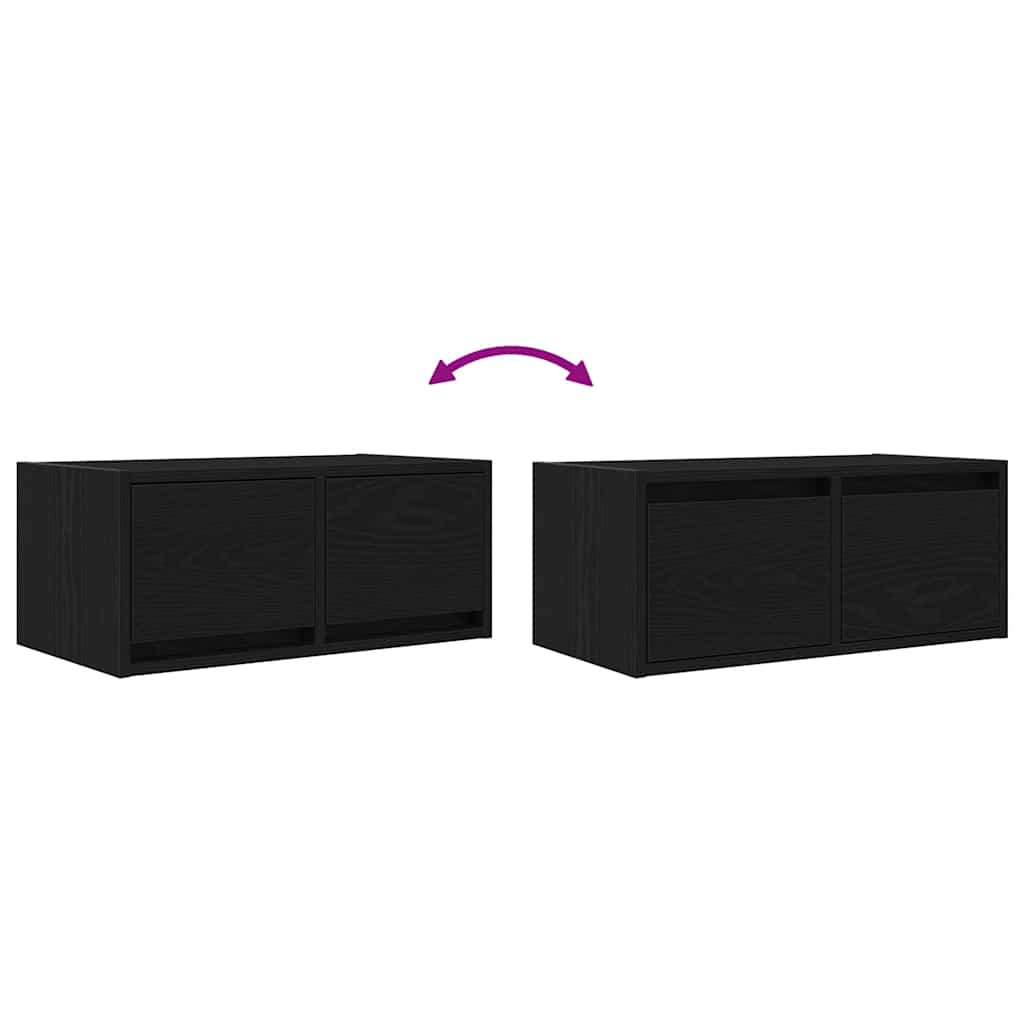 TV-Schrank Schwarz Eichen-Optik 60x31x25,5 cm Holzwerkstoff