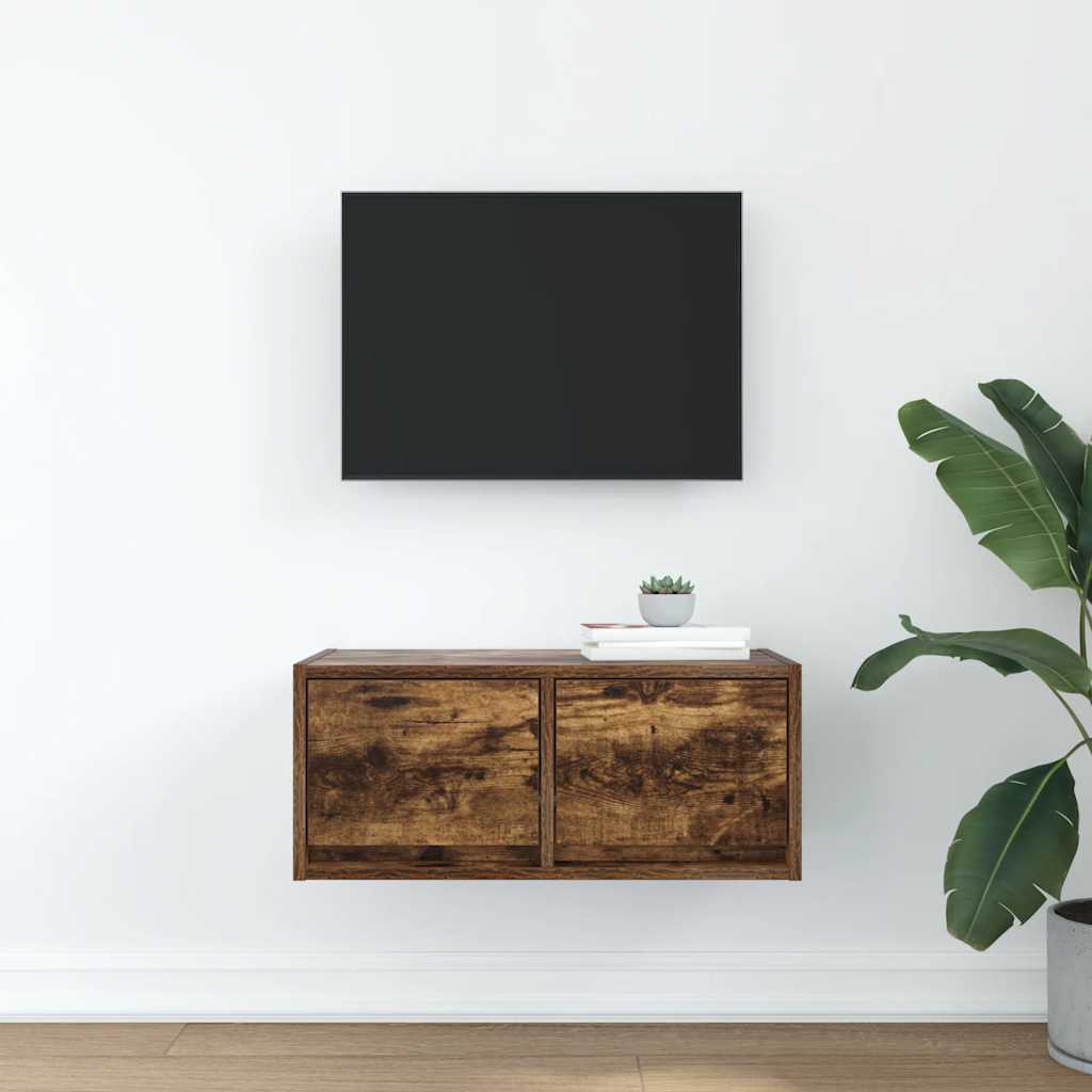 vidaXL Meuble TV chêne fumé 60x31x25,5 cm en bois d'ingénierie