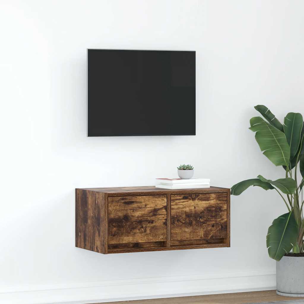 vidaXL Meuble TV chêne fumé 60x31x25,5 cm en bois d'ingénierie