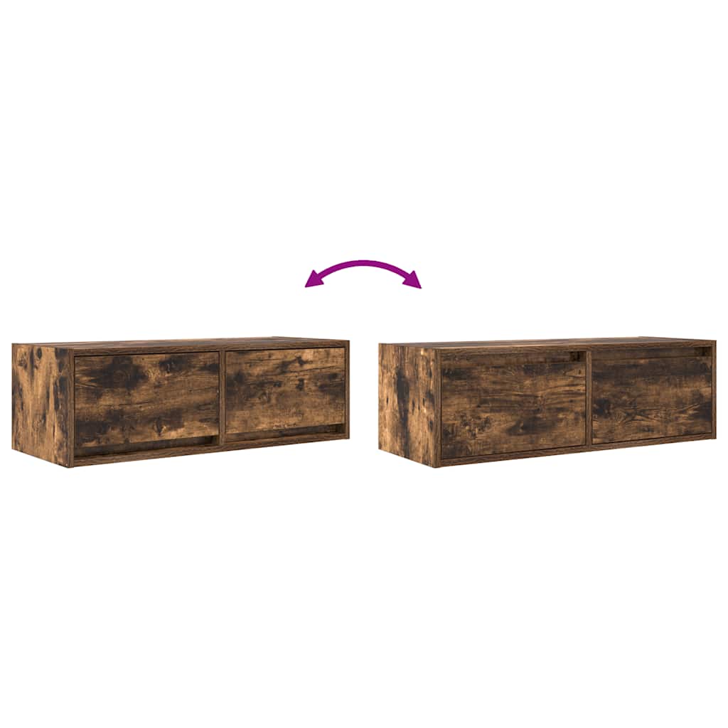 Meuble TV vidaXL chêne fumé 80x31x25,5 cm en bois d'ingénierie
