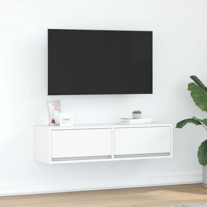 vidaXL Meuble TV avec tiroirs Blanc 100 x 31 x 25,5 cm Bois d'ingénierie