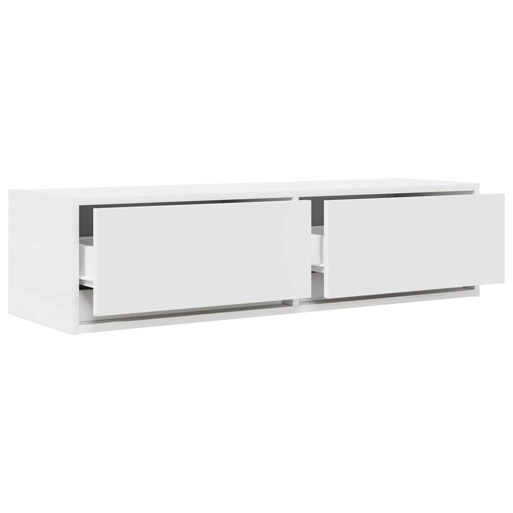 vidaXL Meuble TV avec tiroirs Blanc 100 x 31 x 25,5 cm Bois d'ingénierie