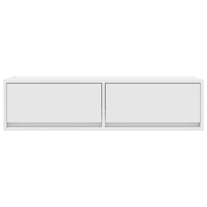 vidaXL Meuble TV avec tiroirs Blanc 100 x 31 x 25,5 cm Bois d'ingénierie
