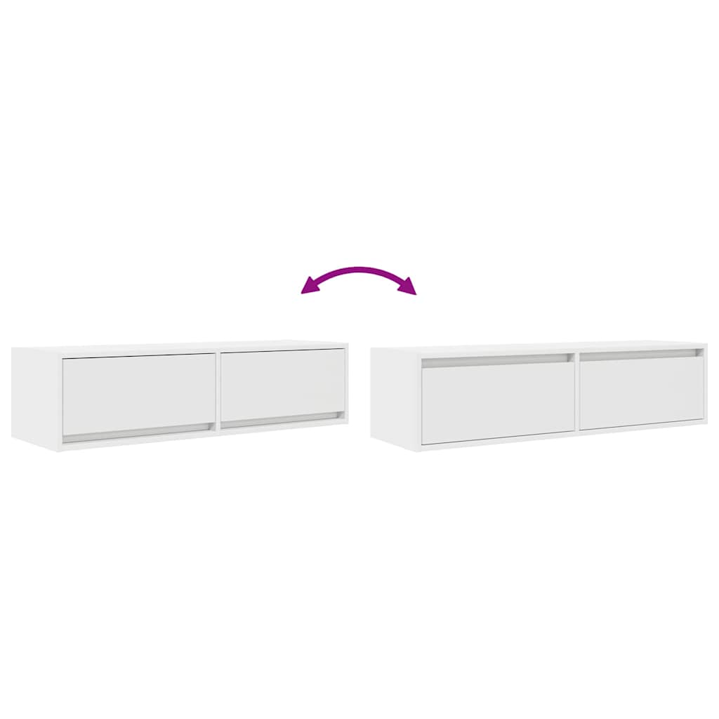 vidaXL Meuble TV avec tiroirs Blanc 100 x 31 x 25,5 cm Bois d'ingénierie