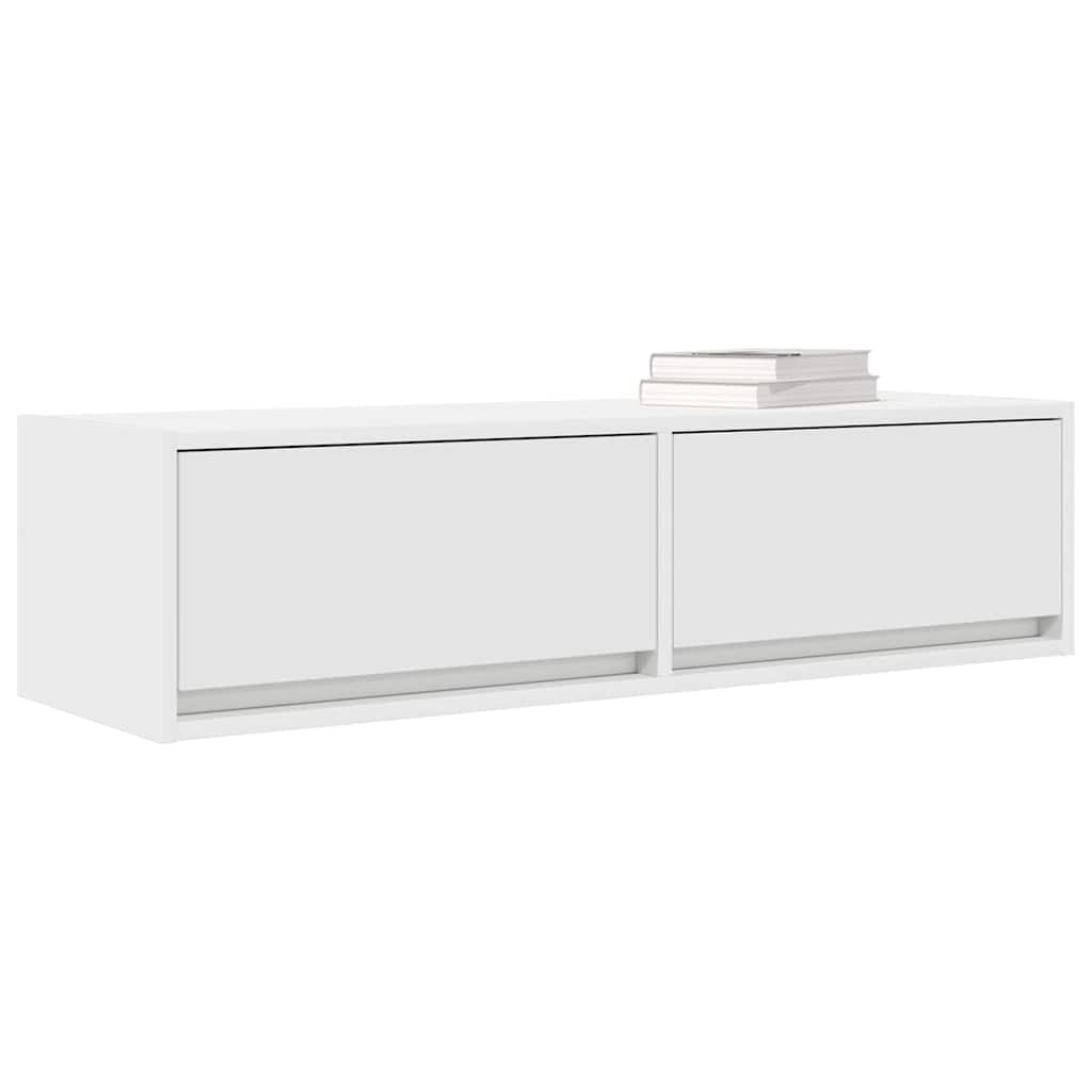 vidaXL Meuble TV avec tiroirs Blanc 100 x 31 x 25,5 cm Bois d'ingénierie