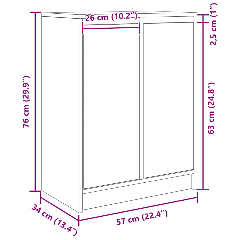 vidaXL Sideboard Altholz-Optik 57x34x76 cm Holzwerkstoff