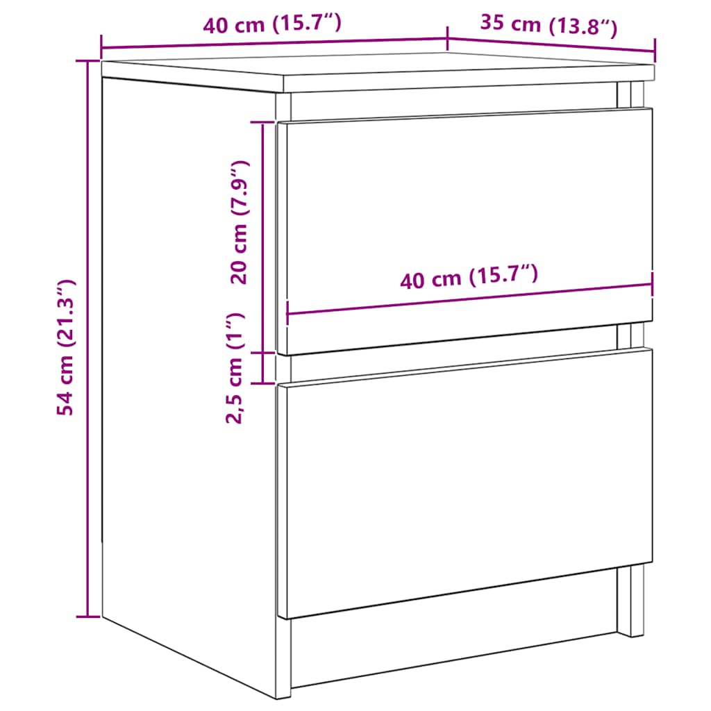 vidaXL Meuble TV chêne fumé 40x35x54 cm bois d'ingénierie