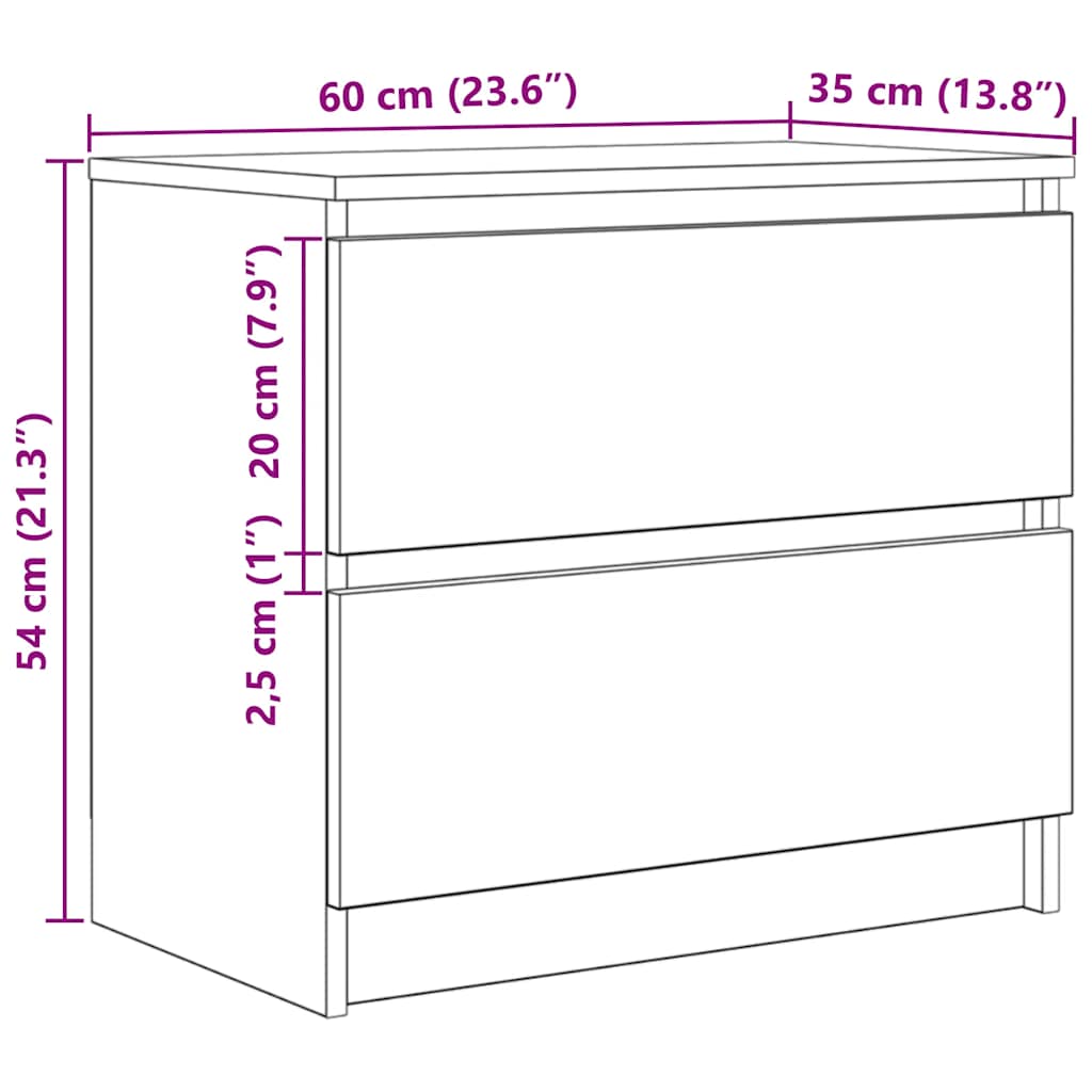 vidaXL Meuble TV chêne fumé 60x35x54 cm bois d'ingénierie