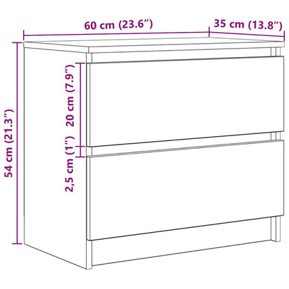 vidaXL Meuble TV chêne fumé 60x35x54 cm bois d'ingénierie