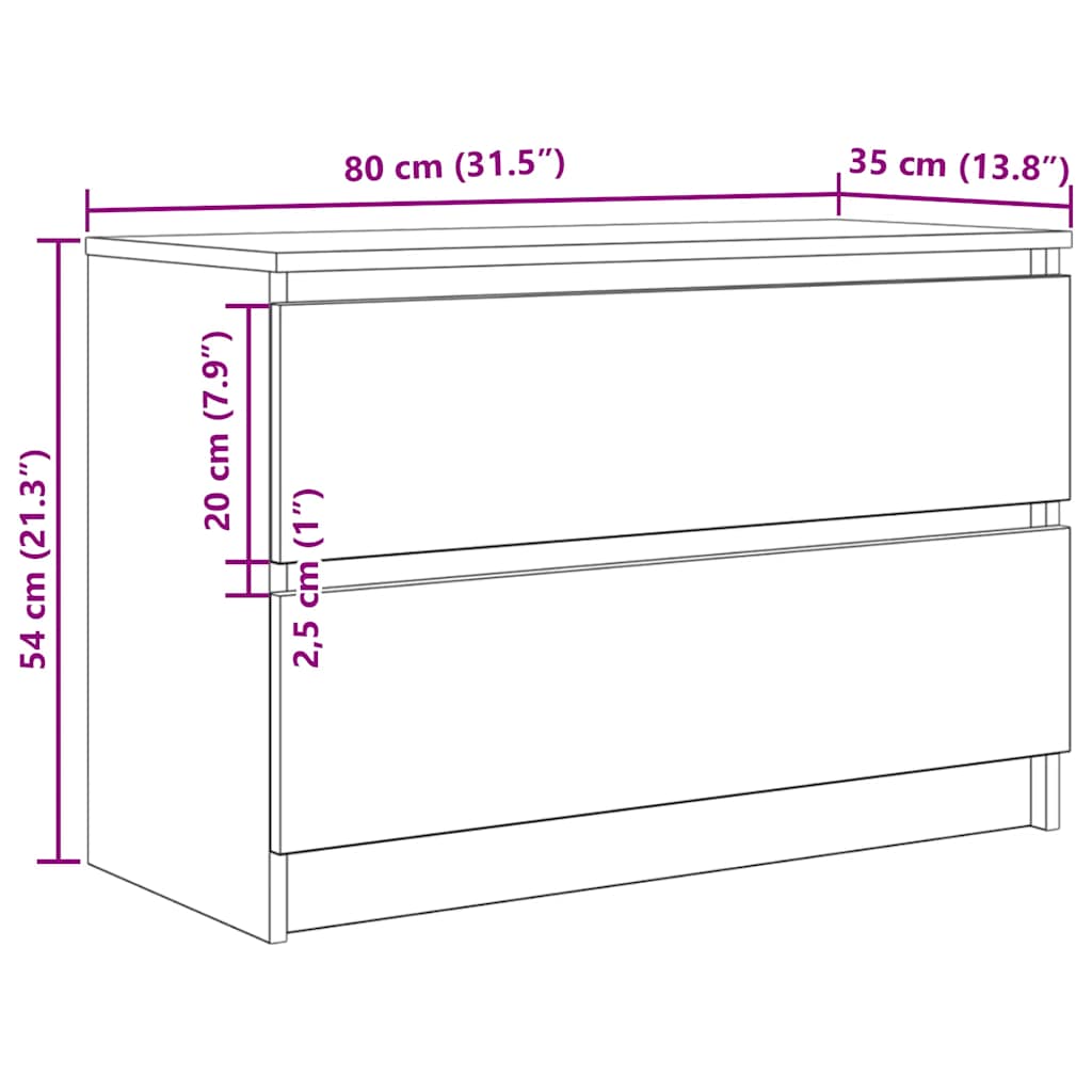 vidaXL TV-Schrank Räuchereiche 80x35x54 cm Holzwerkstoff