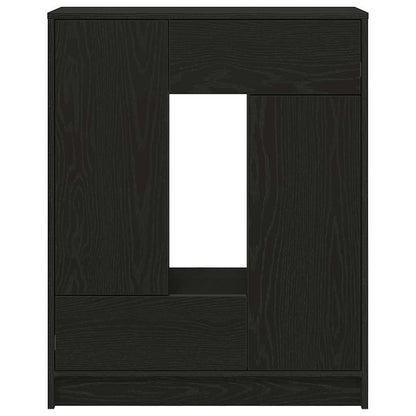 Sideboard mit Schubladen Türen Schwarz Eichen-Optik 73x31x90 cm