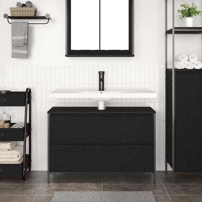 vidaXL Meuble sous-lavabo avec tiroirs Noir Aspect chêne