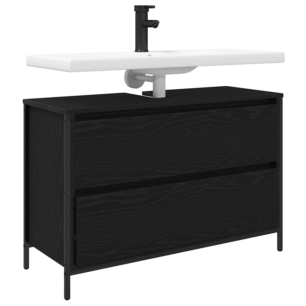 vidaXL Meuble sous-lavabo avec tiroirs Noir Aspect chêne