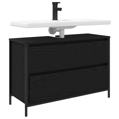 vidaXL Meuble sous-lavabo avec tiroirs Noir Aspect chêne