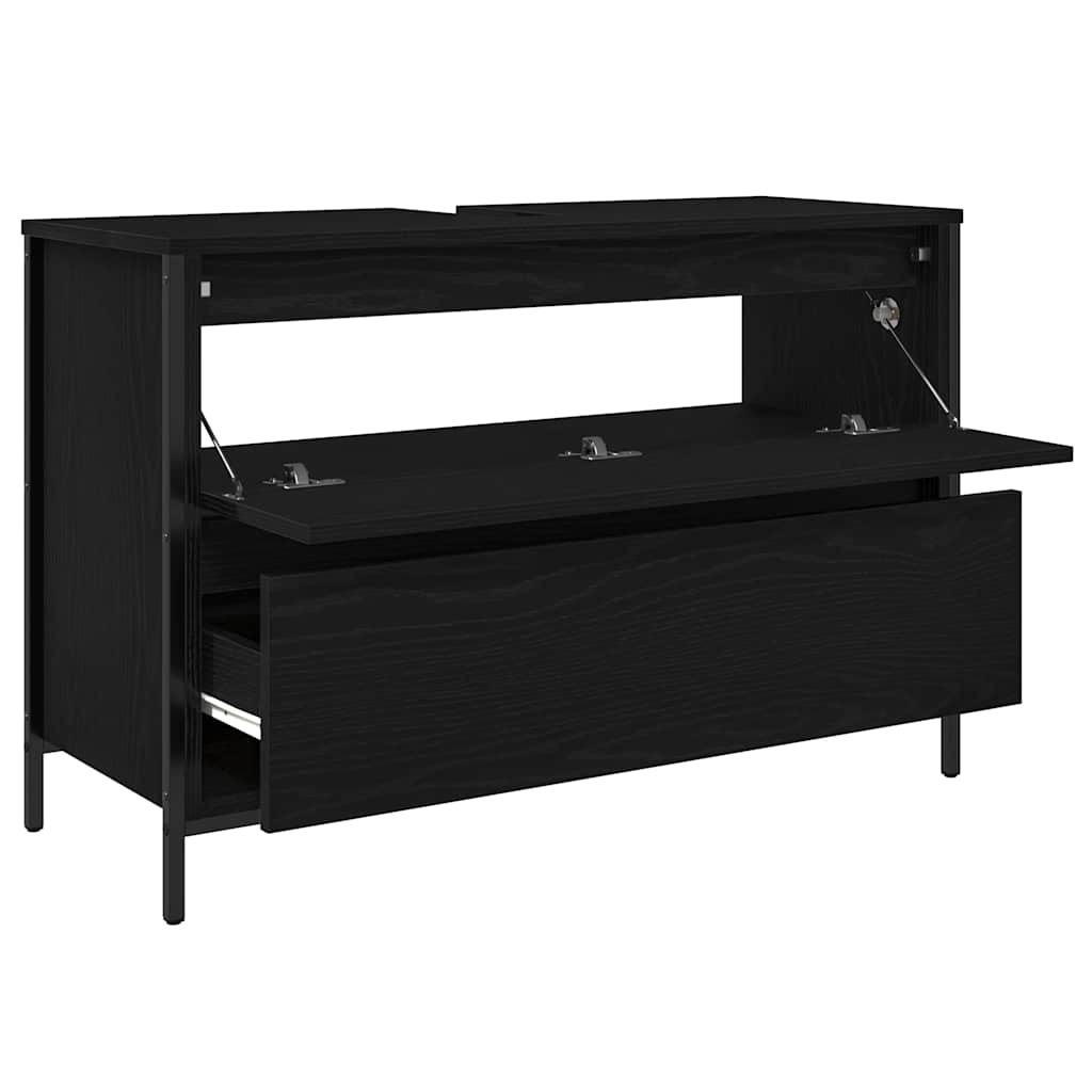vidaXL Meuble sous-lavabo avec tiroirs Noir Aspect chêne