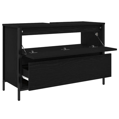 vidaXL Meuble sous-lavabo avec tiroirs Noir Aspect chêne