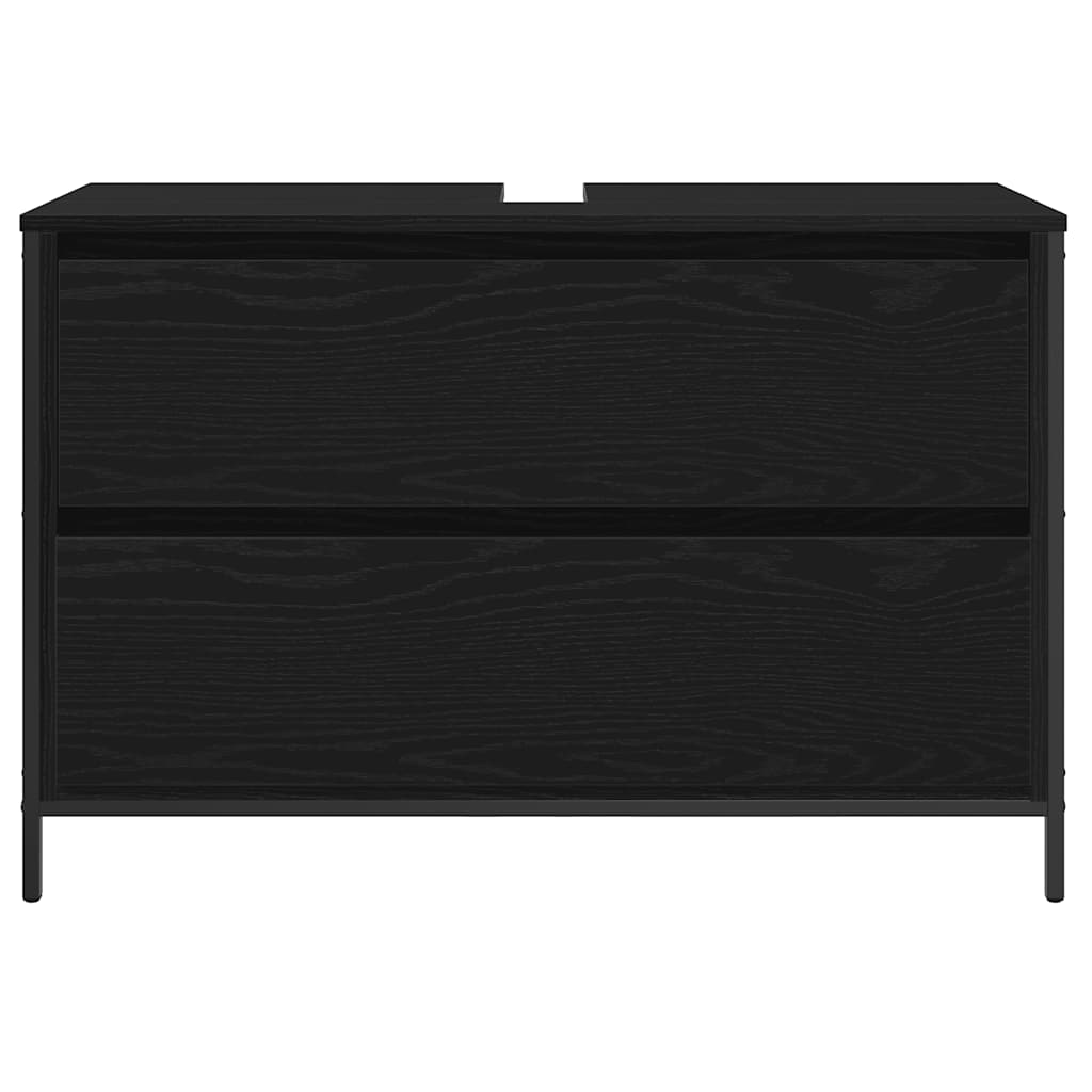 vidaXL Meuble sous-lavabo avec tiroirs Noir Aspect chêne