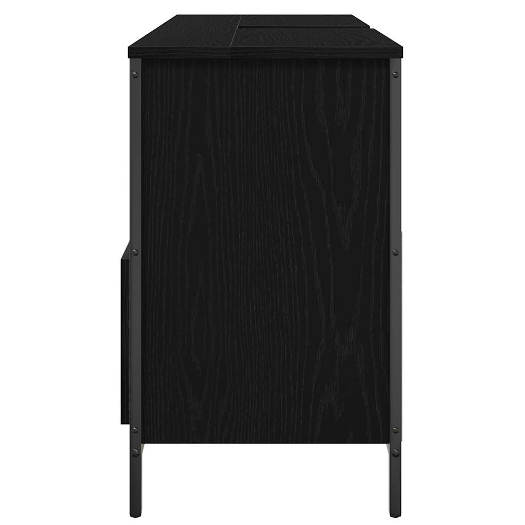 vidaXL Meuble sous-lavabo avec tiroirs Noir Aspect chêne