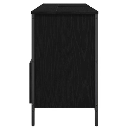 vidaXL Meuble sous-lavabo avec tiroirs Noir Aspect chêne