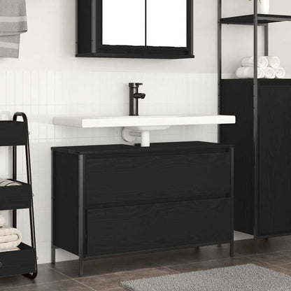 vidaXL Meuble sous-lavabo avec tiroirs Noir Aspect chêne