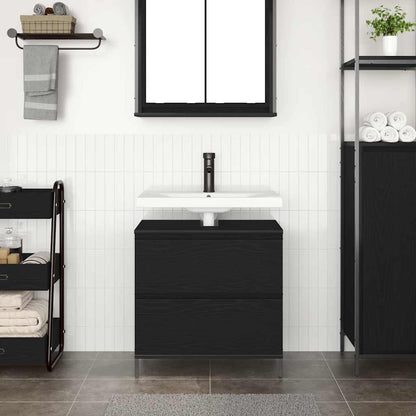 Meuble bas de lavabo avec tiroirs noir aspect chêne vidaXL