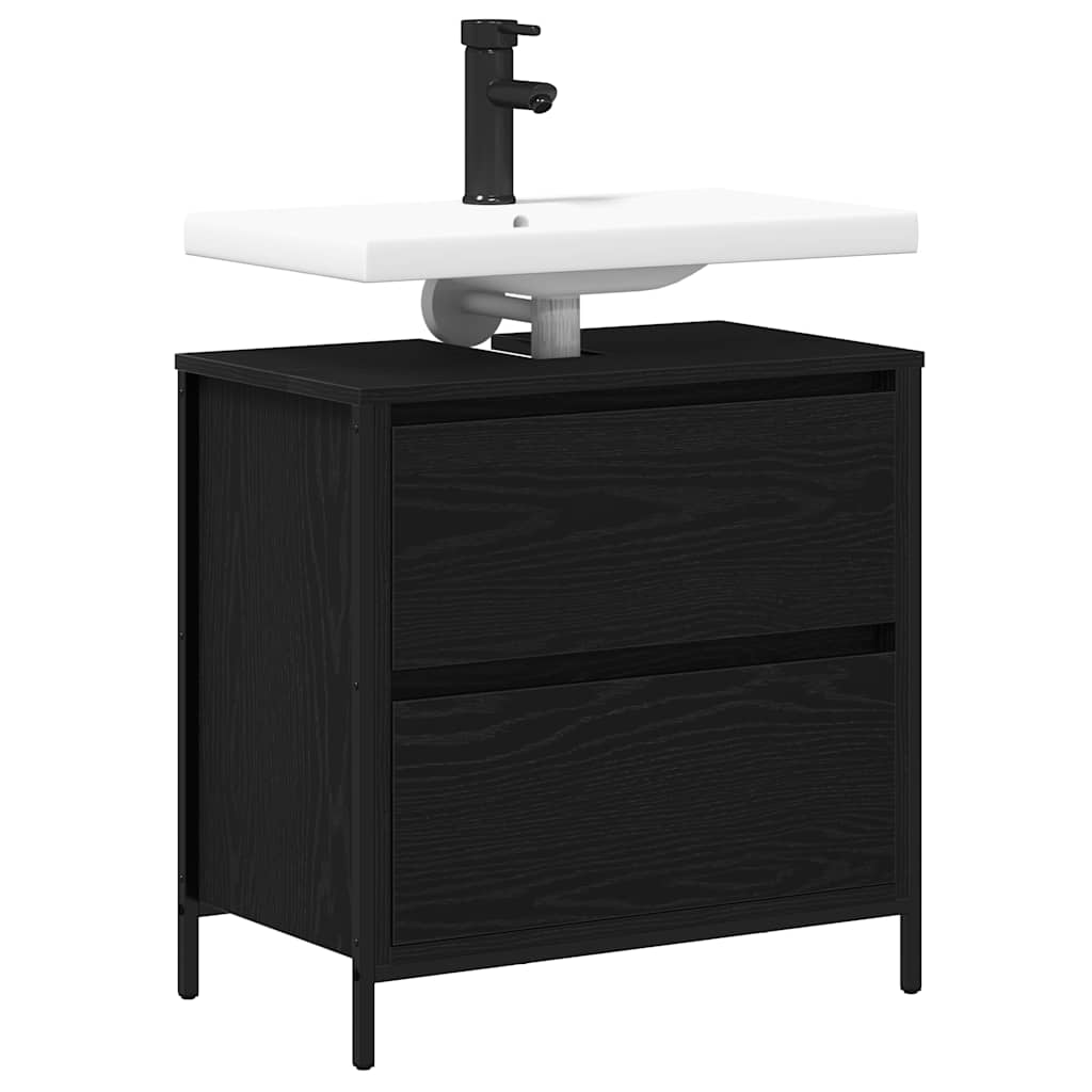 Meuble bas de lavabo avec tiroirs noir aspect chêne vidaXL