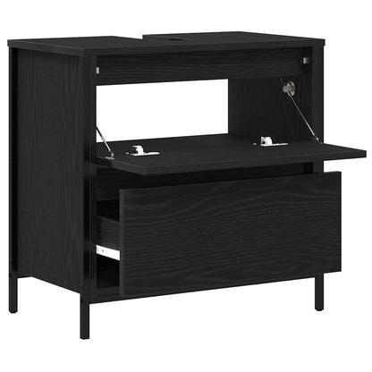 Meuble bas de lavabo avec tiroirs noir aspect chêne vidaXL