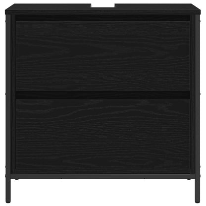 Meuble bas de lavabo avec tiroirs noir aspect chêne vidaXL
