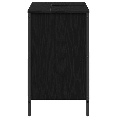 Meuble bas de lavabo avec tiroirs noir aspect chêne vidaXL