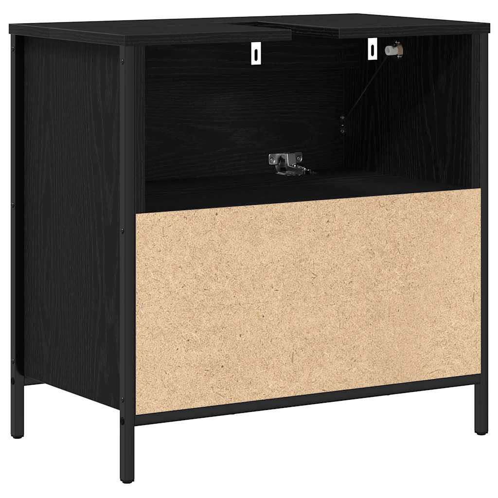 Meuble bas de lavabo avec tiroirs noir aspect chêne vidaXL
