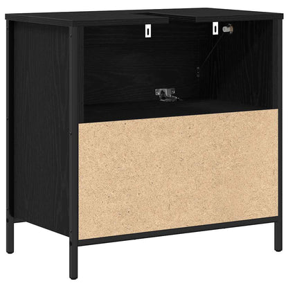 Meuble bas de lavabo avec tiroirs noir aspect chêne vidaXL