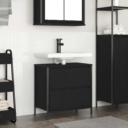 Meuble bas de lavabo avec tiroirs noir aspect chêne vidaXL