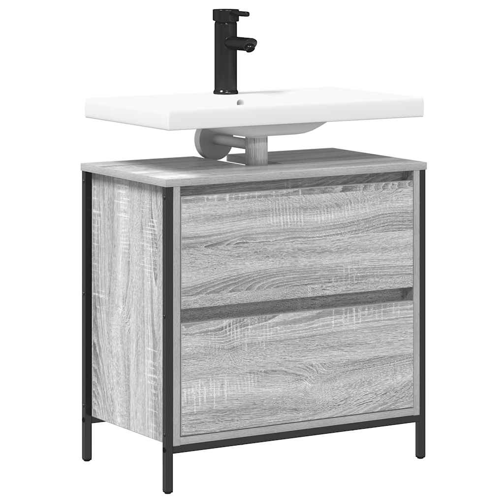 vidaXL Waschbeckenunterschrank mit Schubladen Grau Sonoma 60x34,5x60cm