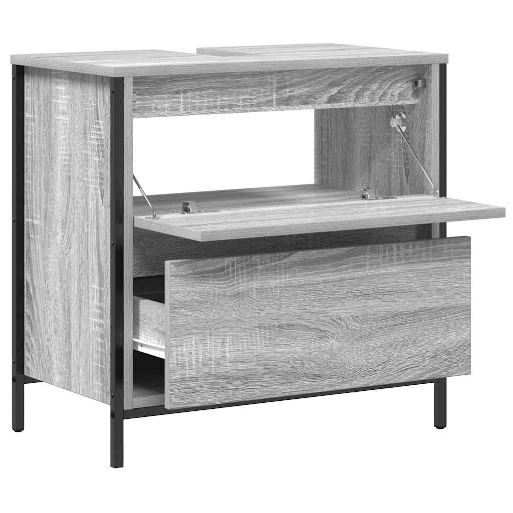 vidaXL Waschbeckenunterschrank mit Schubladen Grau Sonoma 60x34,5x60cm