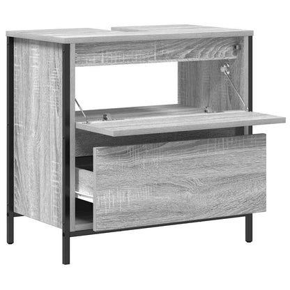 vidaXL Waschbeckenunterschrank mit Schubladen Grau Sonoma 60x34,5x60cm