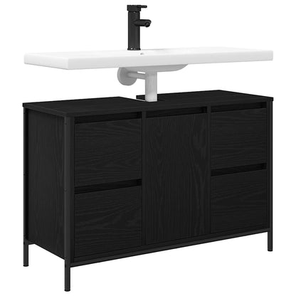 Meuble bas de lavabo avec tiroirs noir aspect chêne vidaXL