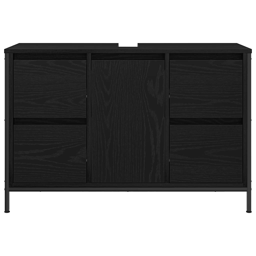 Meuble bas de lavabo avec tiroirs noir aspect chêne vidaXL