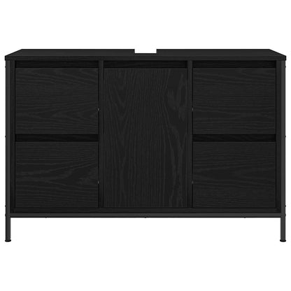 Meuble bas de lavabo avec tiroirs noir aspect chêne vidaXL