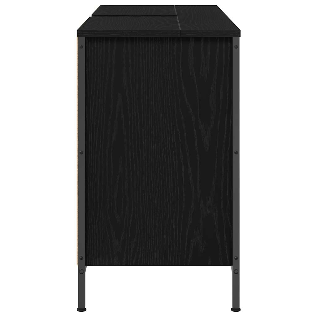 Meuble bas de lavabo avec tiroirs noir aspect chêne vidaXL