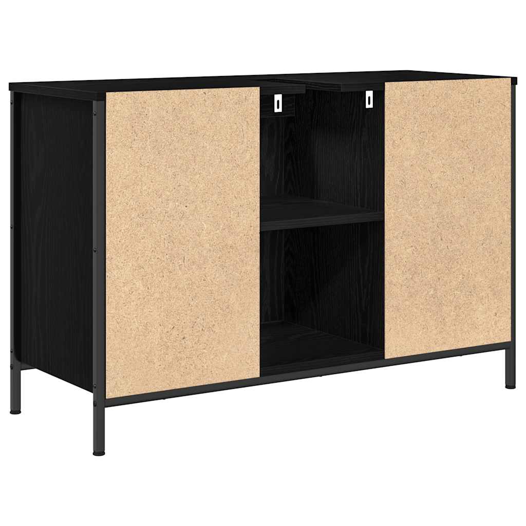 Meuble bas de lavabo avec tiroirs noir aspect chêne vidaXL