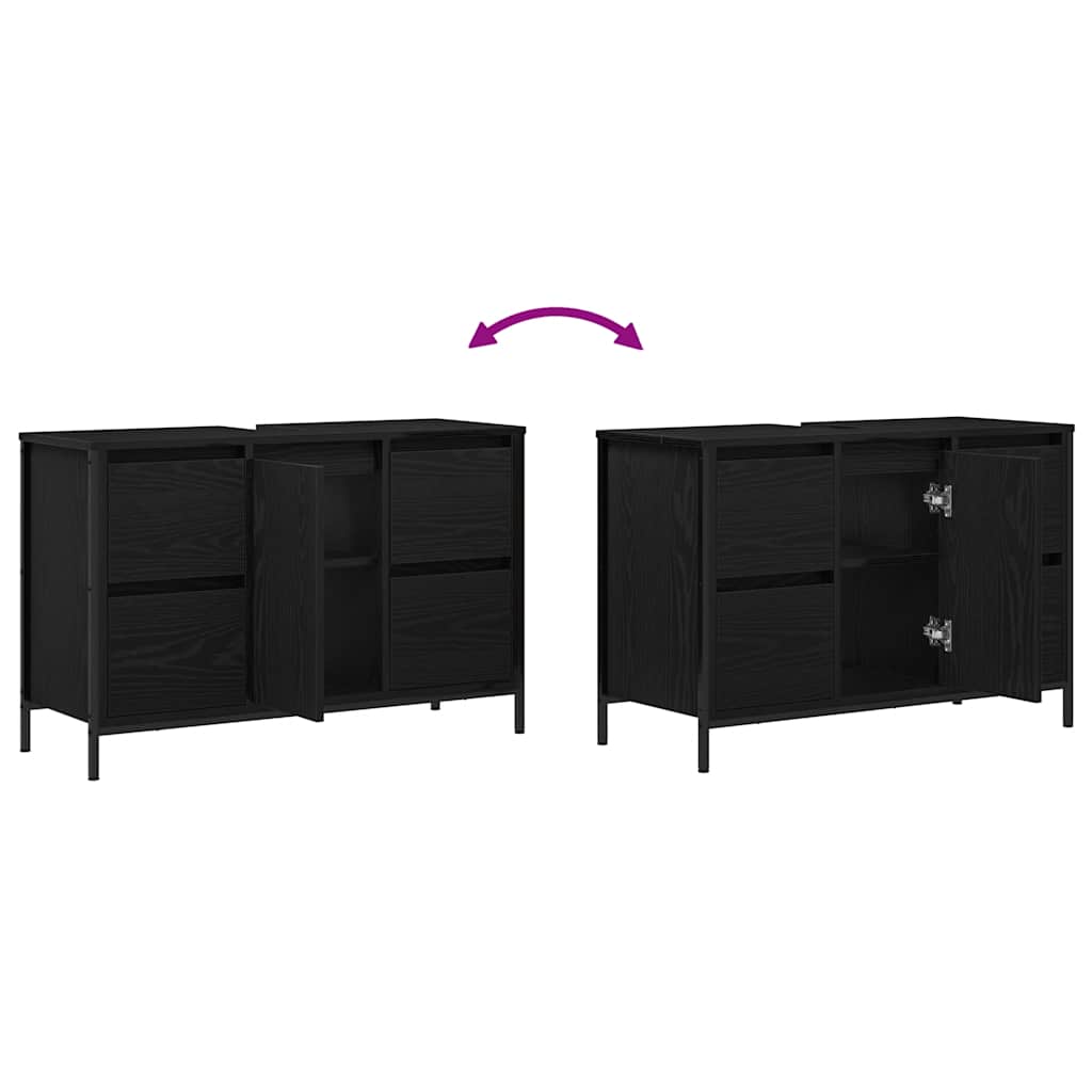Meuble bas de lavabo avec tiroirs noir aspect chêne vidaXL