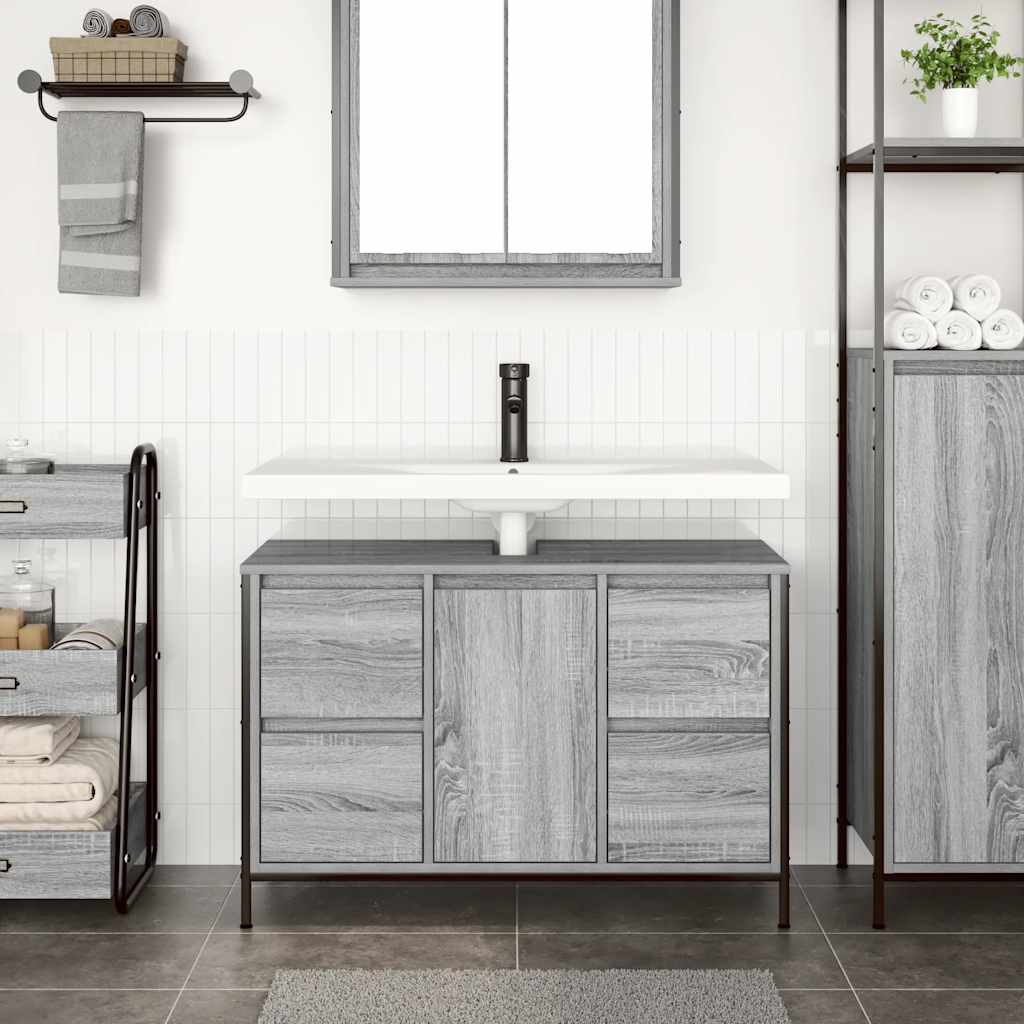 vidaXL Meuble sous-lavabo avec tiroirs Gris Sonoma 90x34,5x60cm