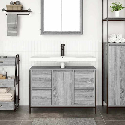 vidaXL Meuble sous-lavabo avec tiroirs Gris Sonoma 90x34,5x60cm