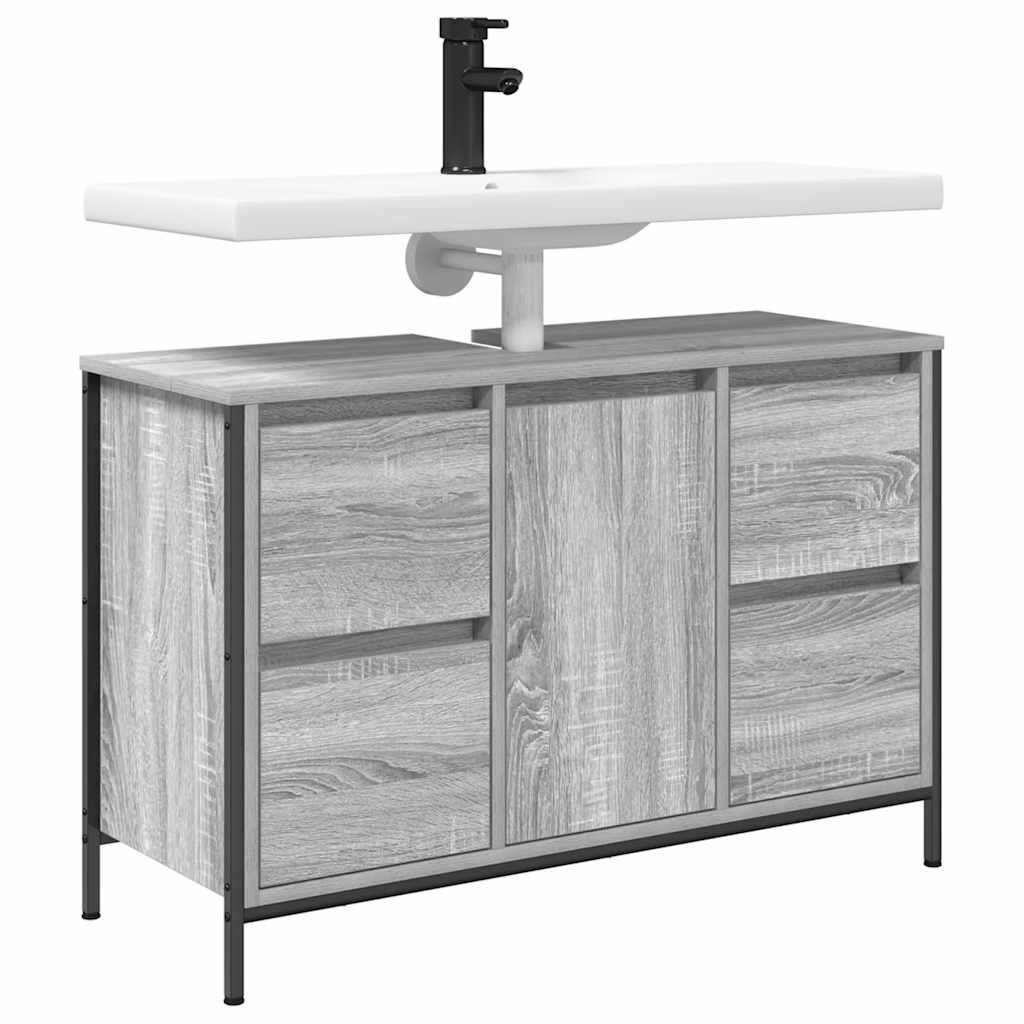 vidaXL Meuble sous-lavabo avec tiroirs Gris Sonoma 90x34,5x60cm