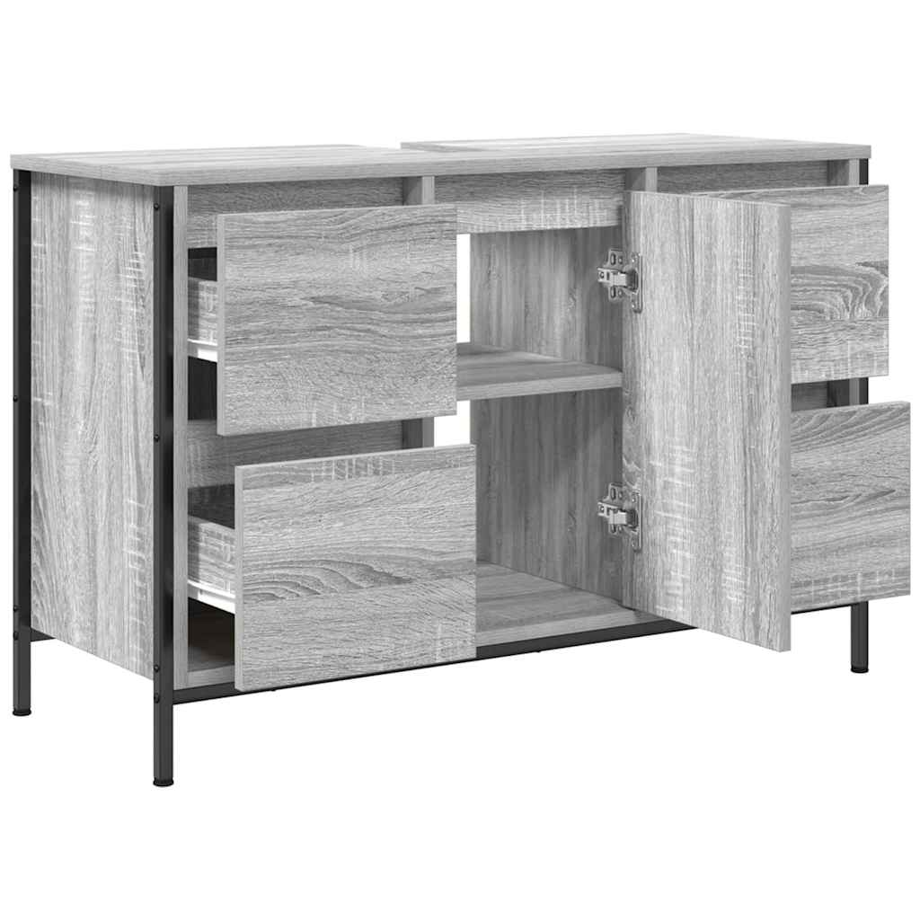 vidaXL Meuble sous-lavabo avec tiroirs Gris Sonoma 90x34,5x60cm