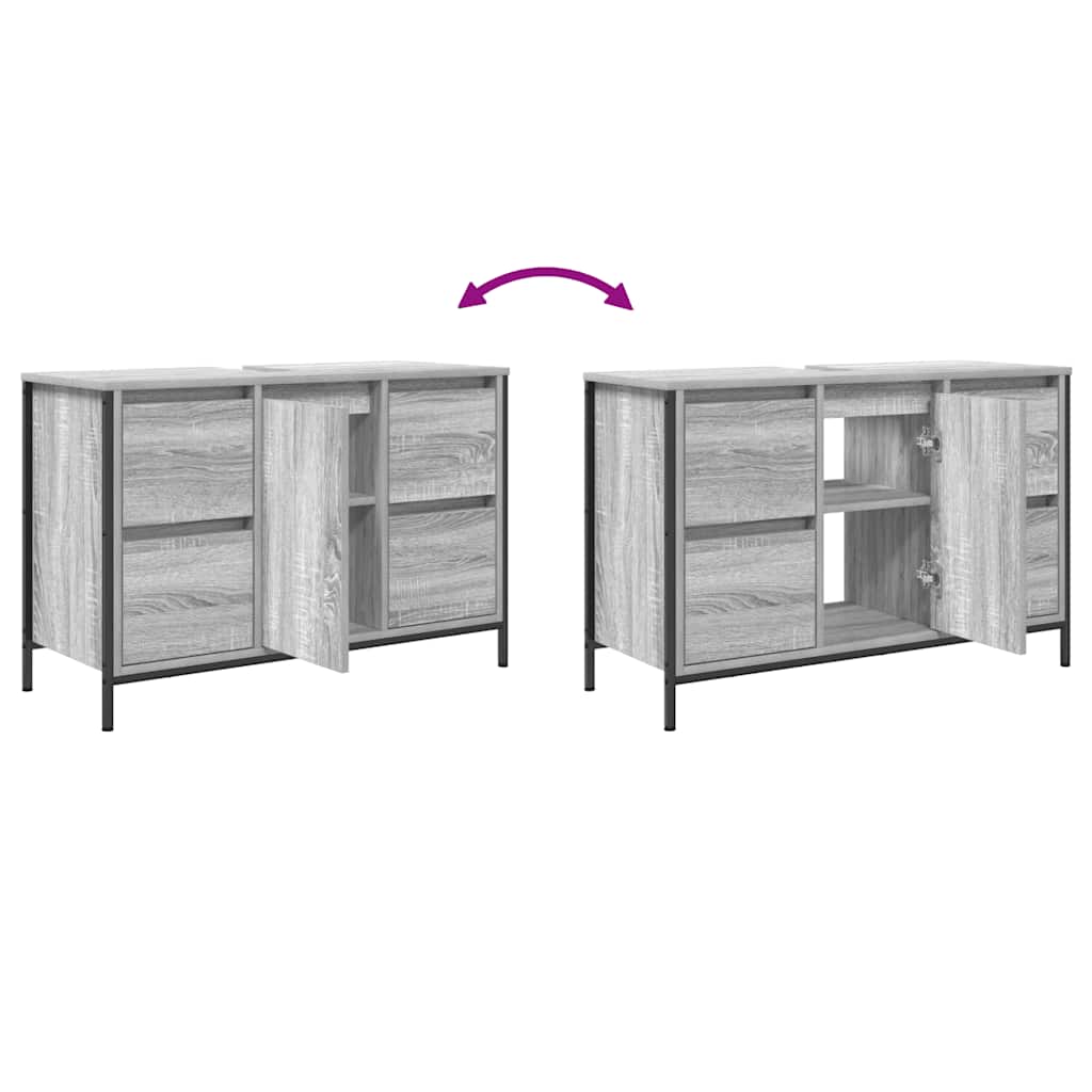 vidaXL Meuble sous-lavabo avec tiroirs Gris Sonoma 90x34,5x60cm