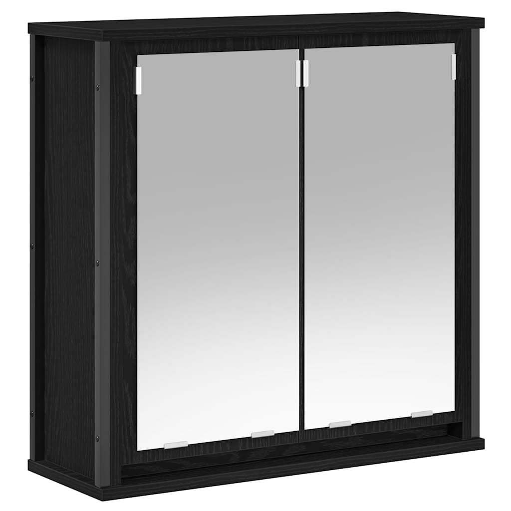 vidaXL Bad-Wandschrank mit Spiegel Schwarz Eichen-Optik 60x21x60 cm