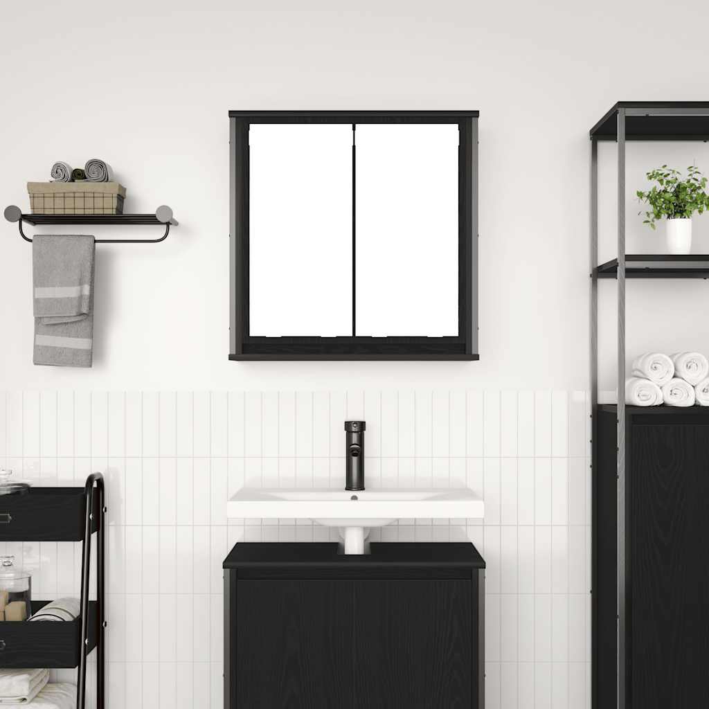 vidaXL Bad-Wandschrank mit Spiegel Schwarz Eichen-Optik 60x21x60 cm