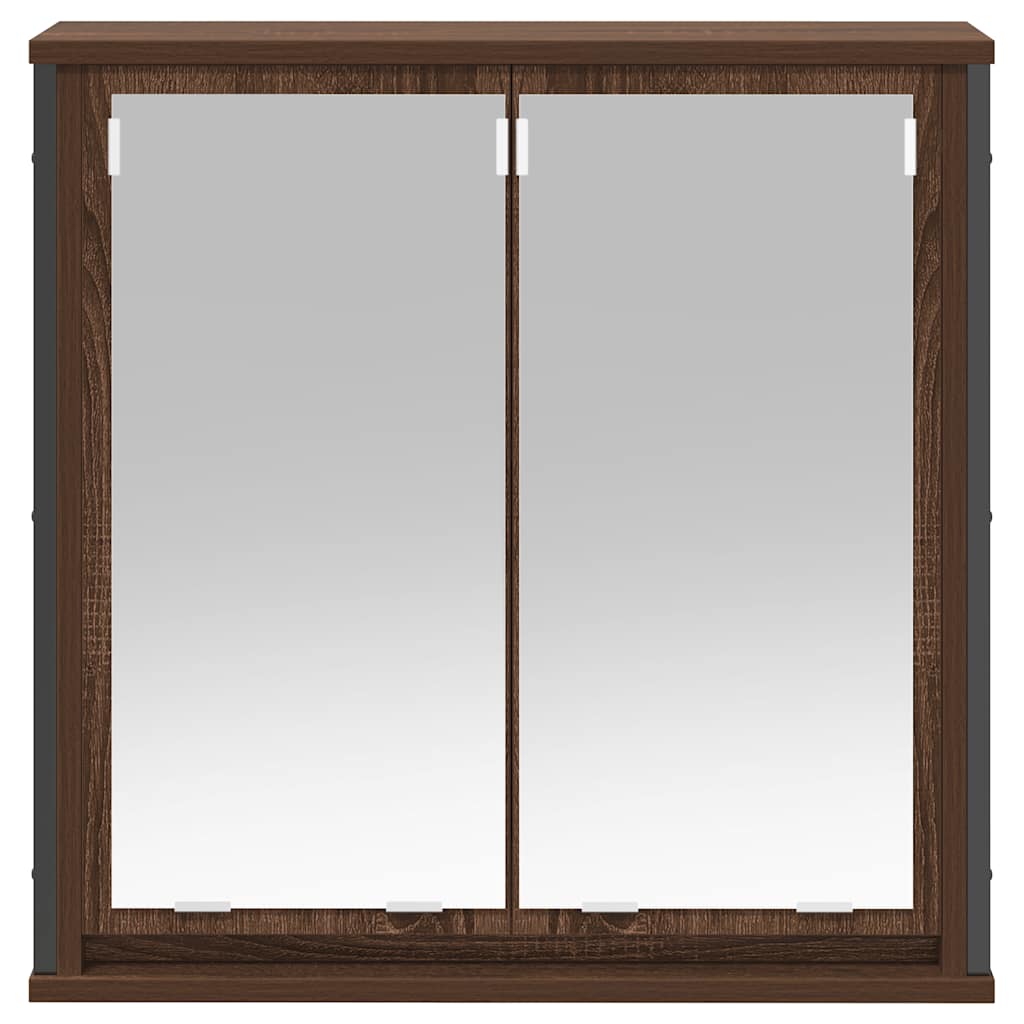 vidaXL Bad-Wandschrank mit Spiegel Braun Eichen-Optik 60x21x60 cm