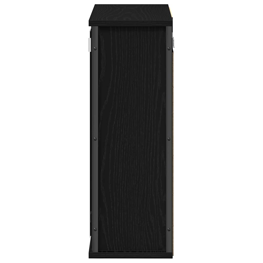 Bad-Wandschrank mit Spiegel Schwarz Eichen-Optik 50x21x60 cm